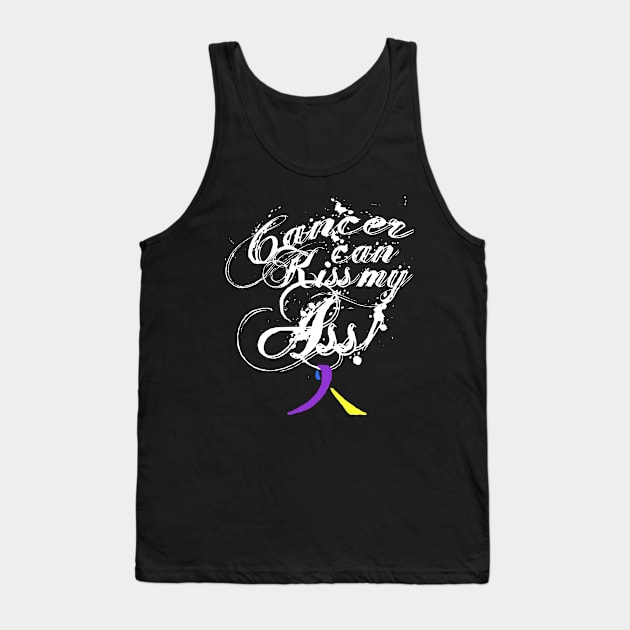 Cancer Can Kiss My Ass! Bladder (Blue, Yellow, Purple Ribbon) Tank Top by Adam Ahl